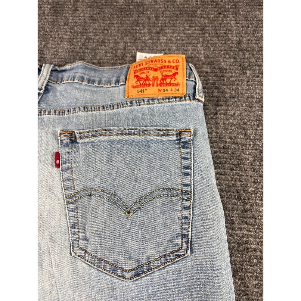 Vintage Levis 541 Jeans Mens 34x34 Light Wash Relaxed Straight Y2K Distressed US - Picture 8 of 13